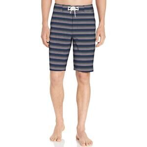NWT Men's Size 34 Navy Blue Striped 11" Inseam Swim Board Short Quick Dry
